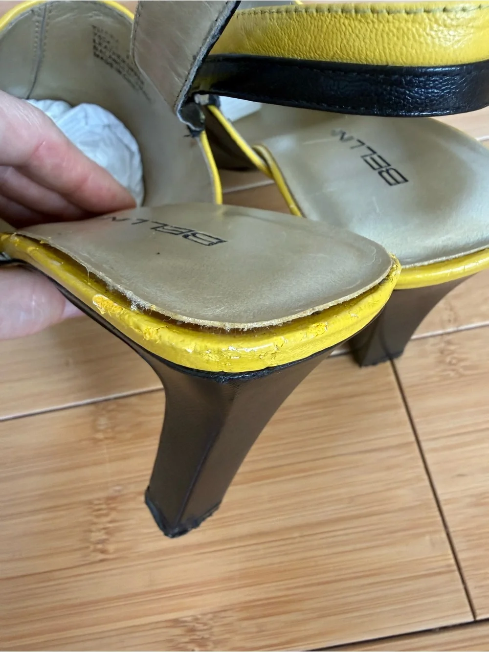 Bellini Black and Yellow Slingback Heels - Picture 4 of 7